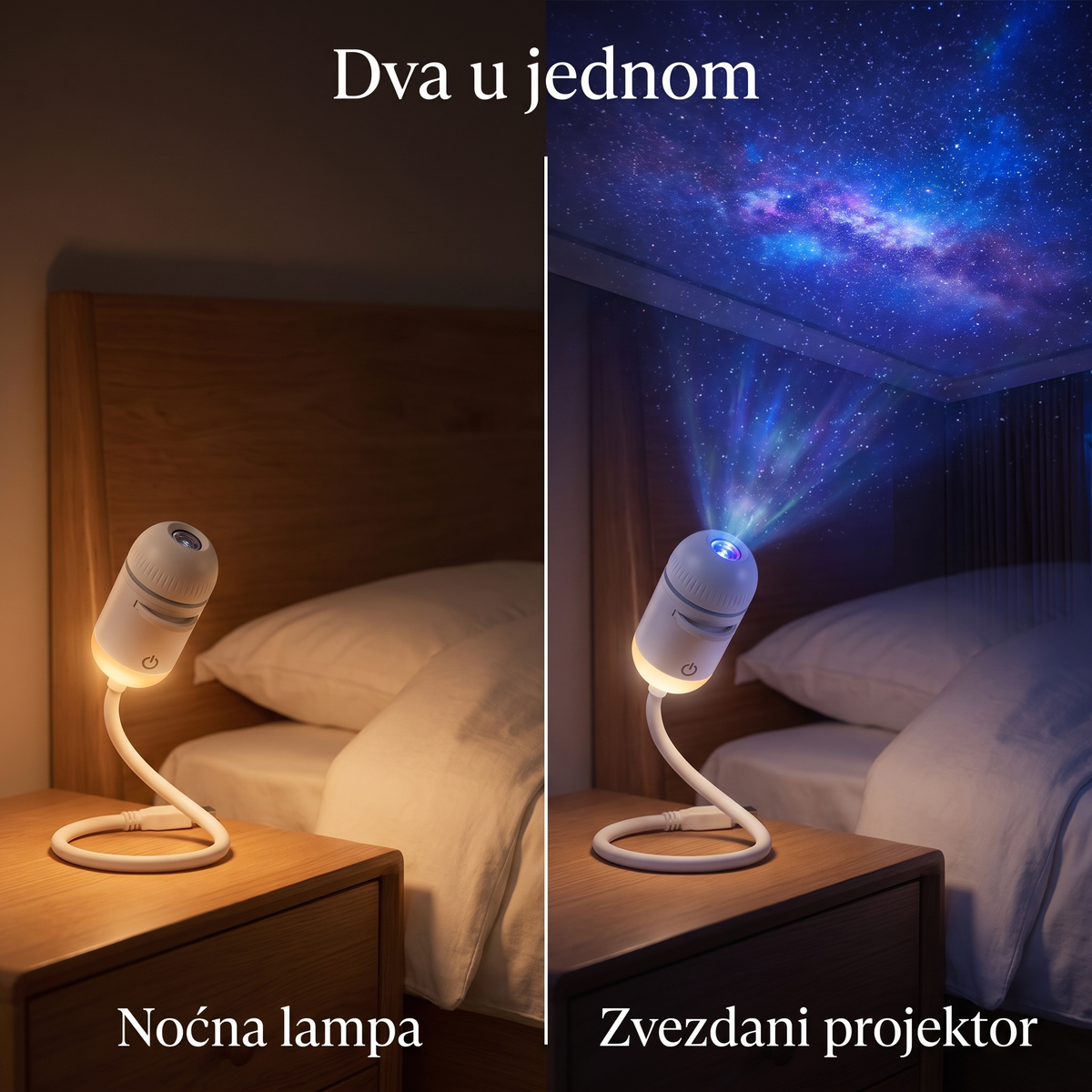 Zvezdani projektor i noćna lampa 2u1