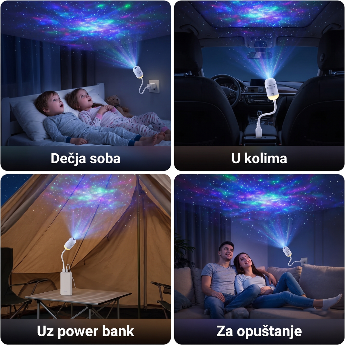 Zvezdani projektor i noćna lampa 2u1
