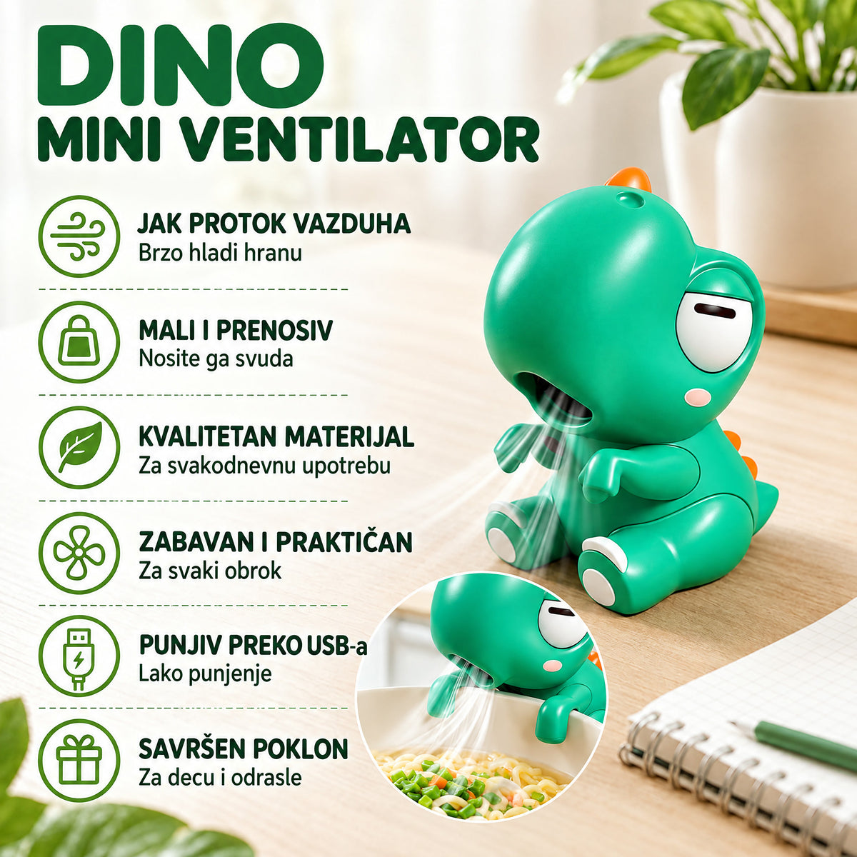 Mini dino ventilator za hranu